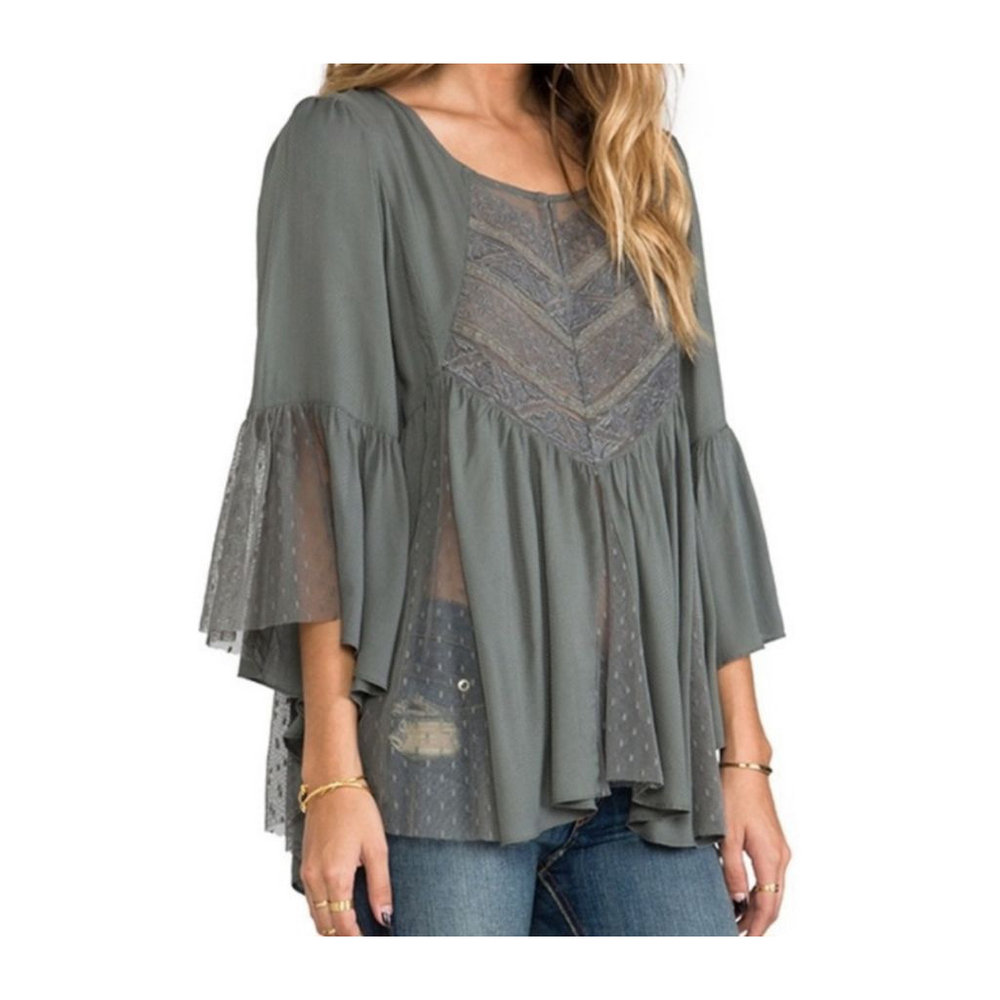 NWT Women's Free People Blouse Size S Green - Picture 3 of 10